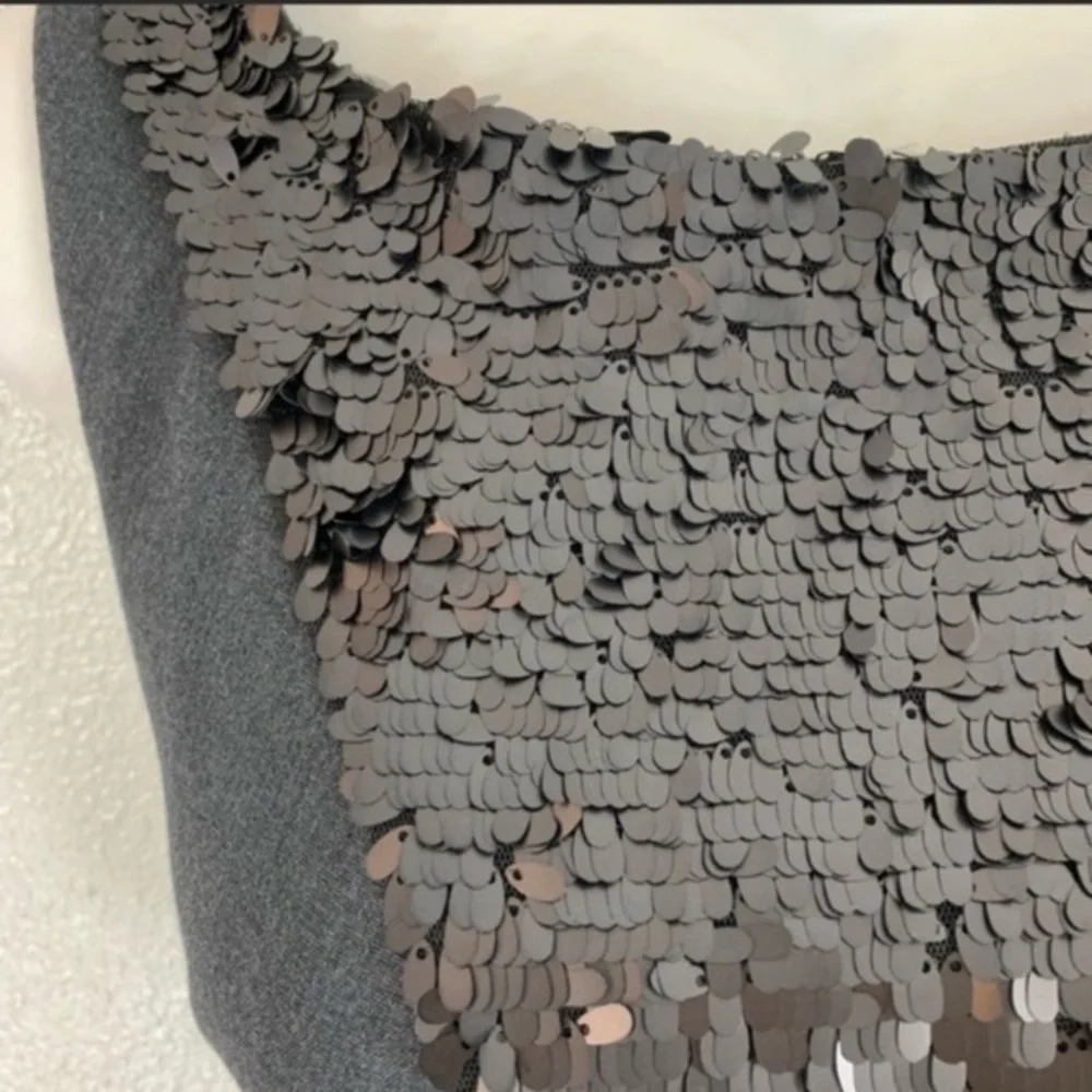 Eliza J charcoal gray sequin bib sheath dress
